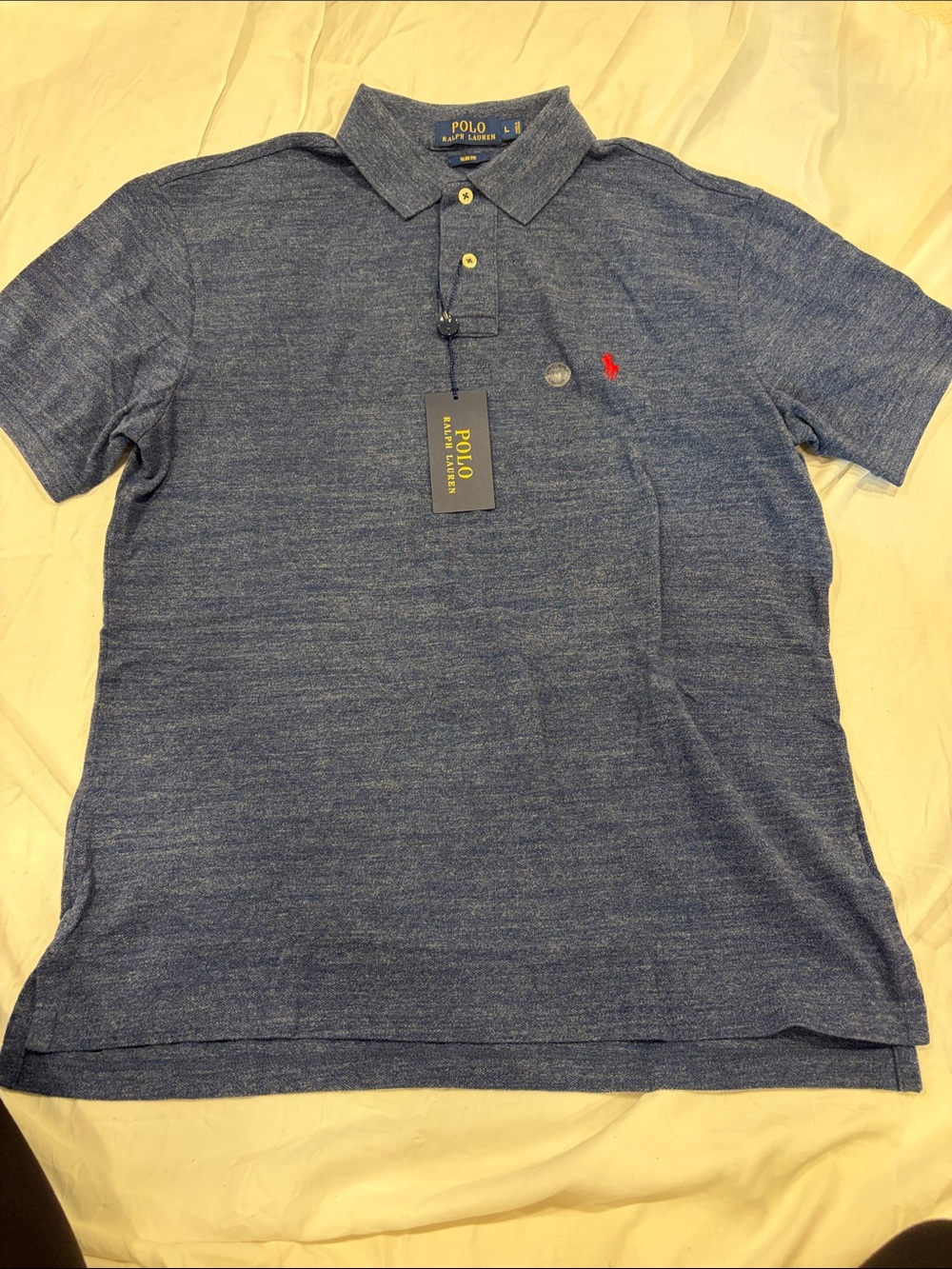 Polo by Ralph Lauren Men's, Large NWT Heather Navy Polo with Red Pony